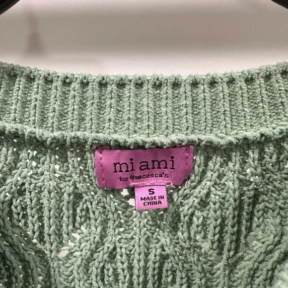 Francesca's Collections Sage Green Cable Knit Sweater - Picture 3 of 3